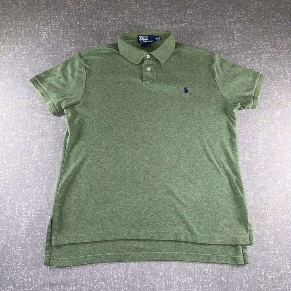 Polo By Ralph Lauren Polo Shirt Mens Medium Green Custom Fit Pony Logo Casual - Picture 2 of 9